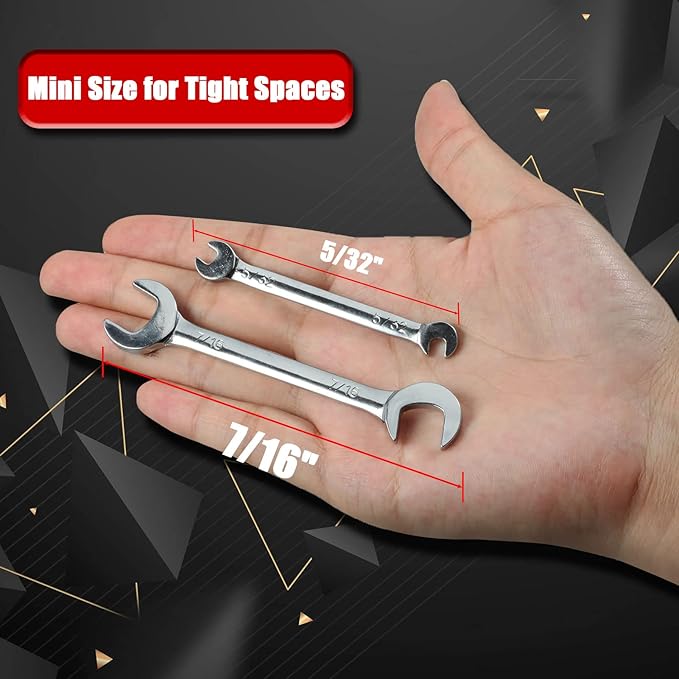 SPEEDWOX Mini Double Open End Wrench Set, 10-Piece, High Carbon Steel, Silver