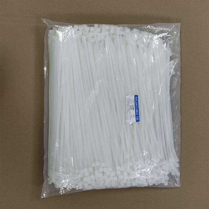 Zip Ties 1000 pcs 12 inch Cable Zip Ties Heavy Duty, Premium Plastic Wire Ties with 50 LBS Tensile Strength, UV Resistant Cable Ties, Self-Locking White Nylon Tie Straps (12 inch 1000 pcs, White)