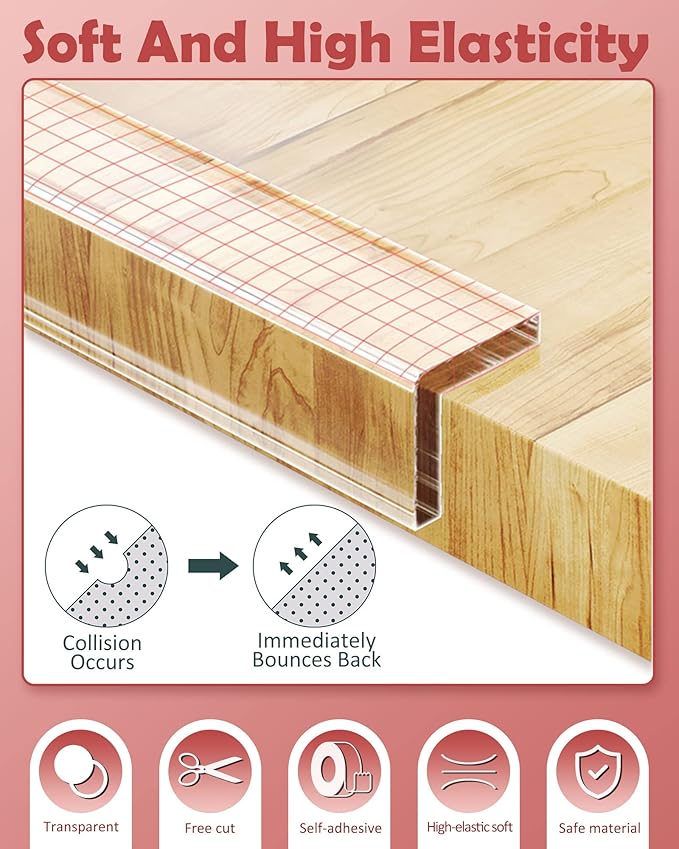 Corner Protectors Baby Proofing, Clear Edge Protector Strip, Soft Corner Protectors for Kids, Baby Child Safety Tables Corner Guards for Furniture Against Sharp Corners for Cabinets, Tables 3.3ft