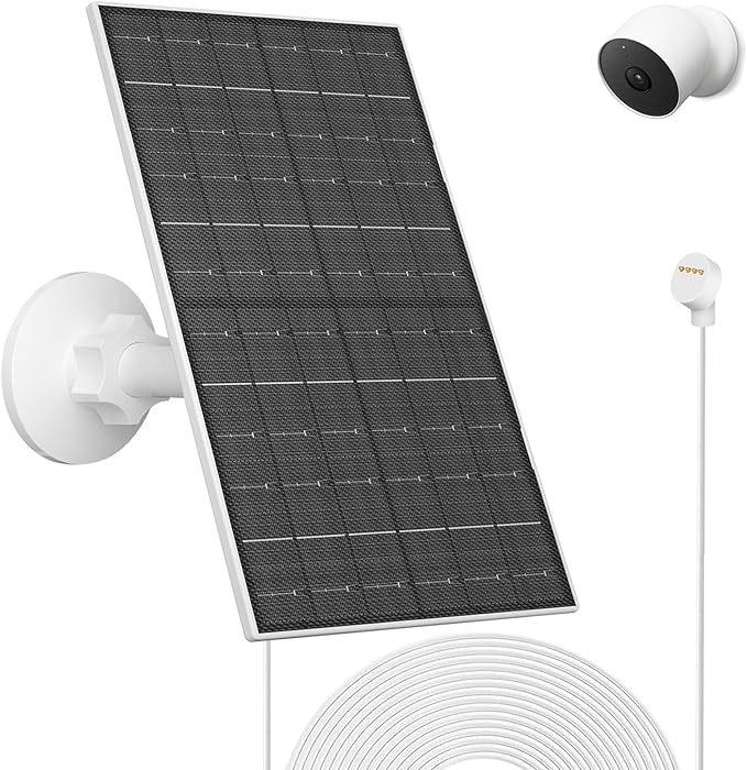 7W Solar Panel Compatible with Google Nest Camera Outdoor & Indoor (Battery Version), Solar Power Charger with IP66 Weatherproof, 360° Adjustable Mount, 9.8ft Cable,1 Pack