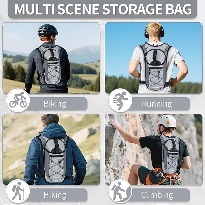 Hydration Backpack with Leak Proof Water Bladder, Lightweight Hydro Water Daypack for Rave, Cycling, Running, Hiking, Climbing