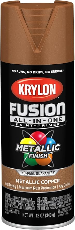 Krylon Fusion All-In-One Adhesive Spray Paint for Indoor/Outdoor Use, 12 oz, Copper