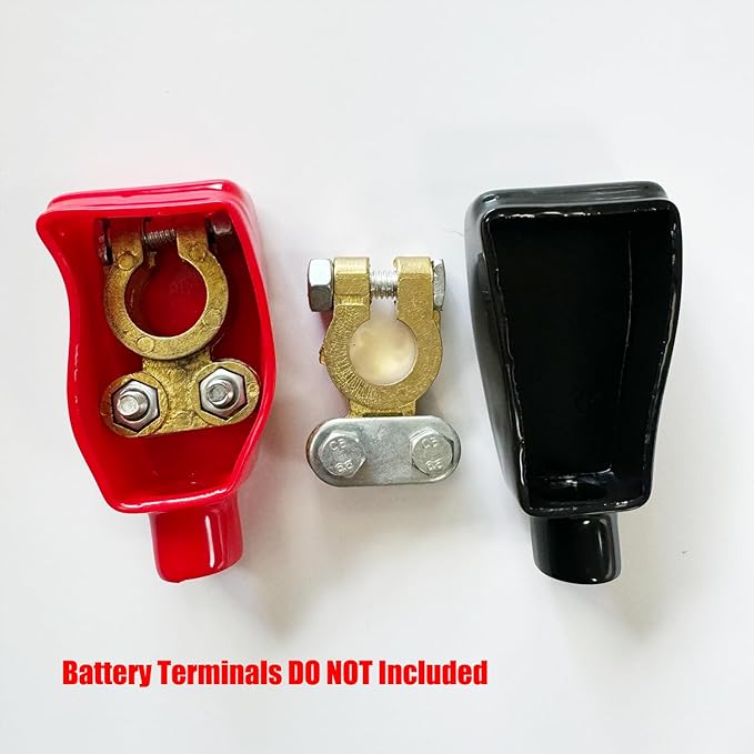 Ampper Top Post Flexible Battery Terminal Cover, Battery Terminal Clamp Insulator Protector W/Washers for Car, Vehicle, RV and Boat (Large, 4 Sets)
