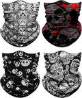 4Pack Neck Gaiter for Men Women Face Cover Mask Head Wrap Balaclava Headwear Bandana Headband Magic Scarf