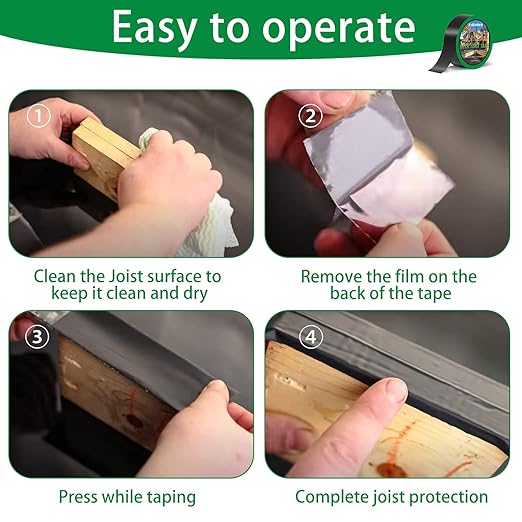 Joist Tape Deck Flashing Tape Butyl Tape 3" x 50' Upgraded Widening Weatherproof Deck Joist Tape for Flashing Deck Joists Building Joists and Beams, Anticorrosive(2 Rolls)