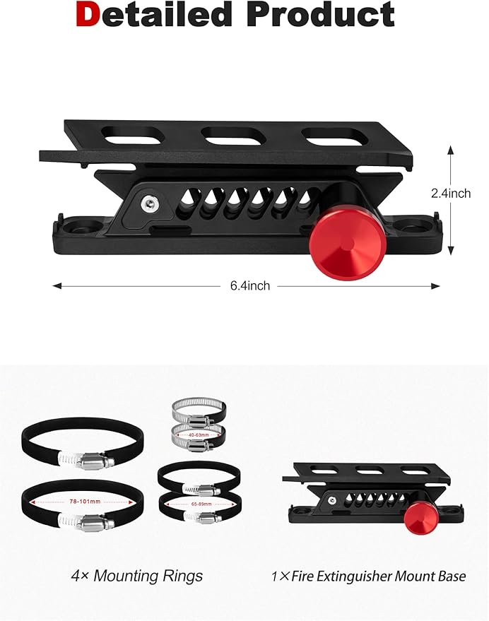 Adjustable Fire Extinguisher Mount, Easy Install on Roll Bar/ Cage Fire Extinguisher Holder, Quick Release Mounting Bracket for Jeep Wrangler JT TJ JKU JK JL UTV Cam-Am X3 Polaris RZR Ranger
