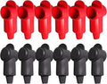 Ampper 12 Pcs Silicone 3/8" Stud Terminal Covers, Flexible Post Terminal Cover Protector Boot for Battery Power & Ground Junction Block Post, Fits 6-2 Gauge Wire (Red & Black)
