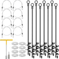 8 Pcs 30" Ground Anchors Shed Anchors Kit Heavy Duty 12mm Solid Steel, Triple-Turn Helix Earth Anchors for Sheds, Carport, Canopy, Gazebo, Trampoline, Mobile Home