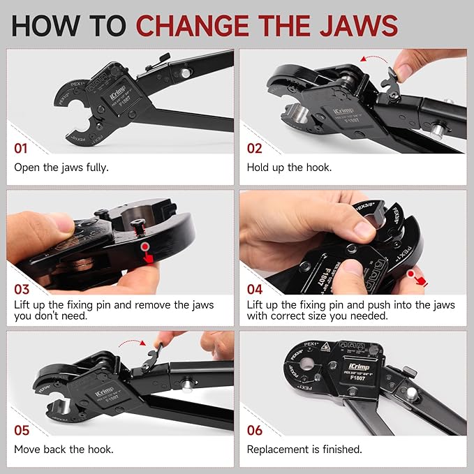 iCrimp Angle Head PEX Crimping Tool Kit for 3/8,1/2,3/4,1-inch with Copper Ring Removal Tool, Pex Pipe Cutter and Gauge, Meets ASTM F1807 Standard, Suitable for Tight Spaces