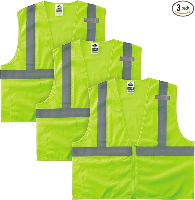 Ergodyne Unisex 3-pack Type R Class 2 Economy Mesh Vest 3PK, Lime, Large-X-Large US