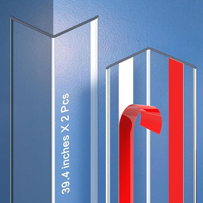 Clear Self-Adhesive Wall Corner Protectors-2 PCS of Corner Guards & Edge Protector for Baby, Furniture, Door, Tables, Cover Sharp Furniture, Easy to Install (3cmx100cm/1.18inx39.4in)