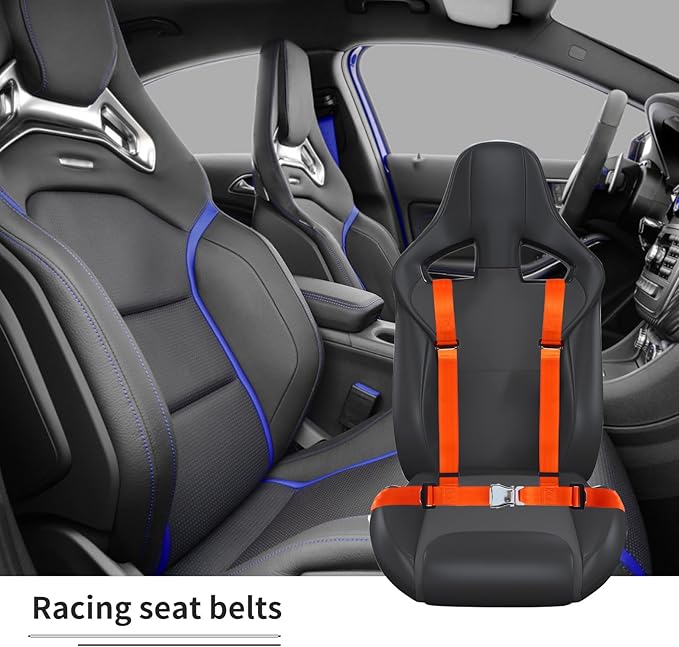 Yakitoko Universal 4 point Safety Harness Set 2inch Fits Go Kart,UTV,ATV,Racing Orange (FJKORANGE)