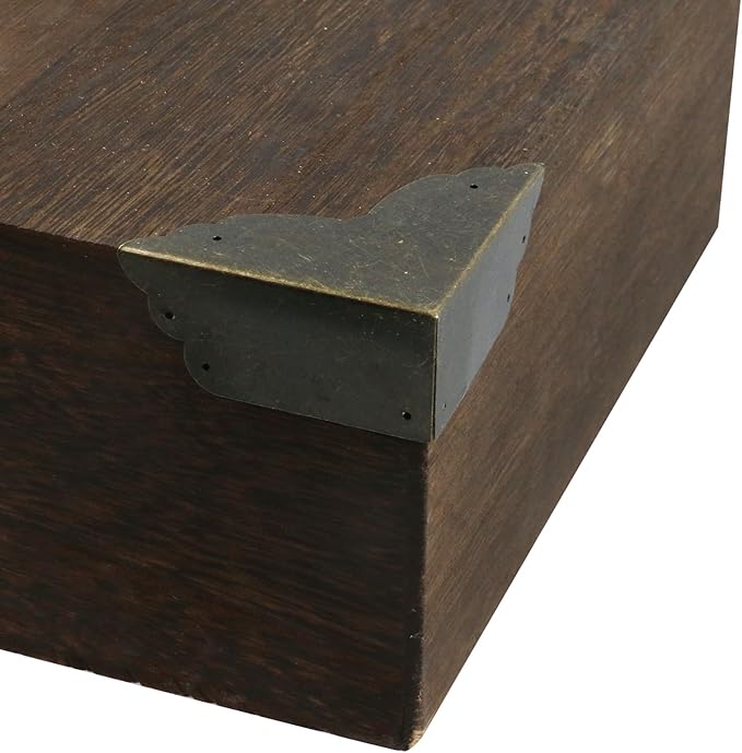 Mcredy 16 Pcs Corner Guards Retro Bronze Furniture Corner Protectors Covers Metal Furniture Edge Protector with Nails for Desk Cabinet Shelf Coffee Table, 2.8"x2.8"x1.2"(LxWxH), Side Length 2.8"