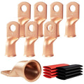 8pcs 4/0 Awg - 1/2" (M12) Sanuke Wire Lugs Ring Terminal Connectors Ends Heavy Duty for Battery Cable Lug Wire Electrical Eyelets with 3:1 Dual Wall Adhesive Heat Shrink