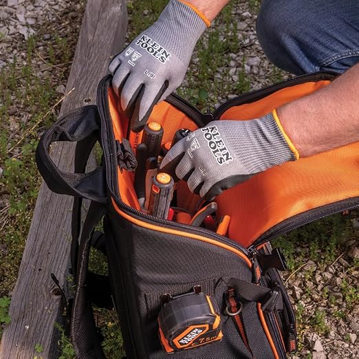 KLEIN TOOLS 60586 Work Gloves, Knit Dipped Cut Resistant ANSI A2 Nitrile Coated Gloves, HPPE Fabric, Touchscreen Capable, X- Large, 2-Pair