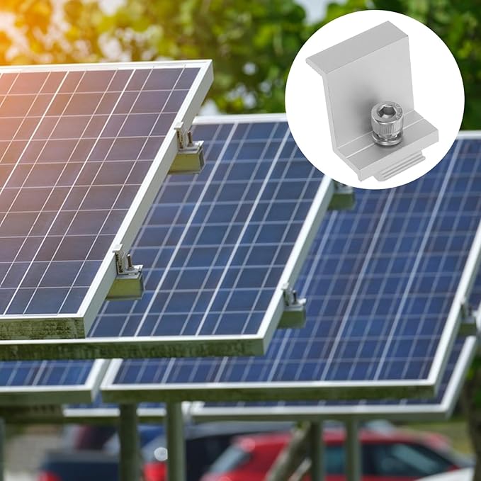 Milisten 12pcs Solar Panel Rack Fixed Clamp Metal Solar Bracket Clips Easy Installation Holders for Household