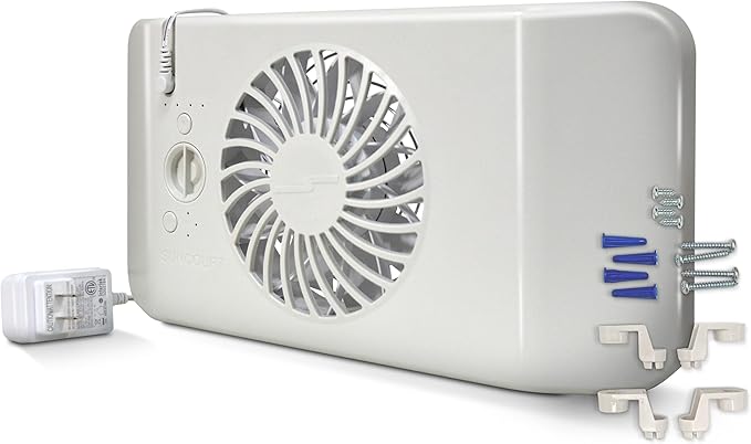 Suncourt Equalizer EZ8 Floor/Wall Register Booster Fan — Ultra-Quiet, 8-Speed Fan with Smart Technology and 6-Foot Power Cord, HC600-WK (White)