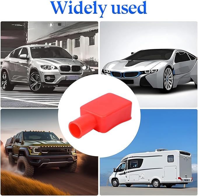 Zipelo Car Battery Terminal Cover, 2PCS Soft Rubber Vehicle Insulating Battery Protector, Positive Negative Poles Automotive Stud Connector Top Post Cap, Universal for Truck Motorcycle Bike