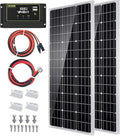 Topsolar Solar Panel Kit 200（2*100W) Watt 12 Volt Monocrystalline Off Grid System for Homes RV Boat + 30A 12V/24V Solar Charge Controller + Solar Cables + Z-Brackets for Mounting