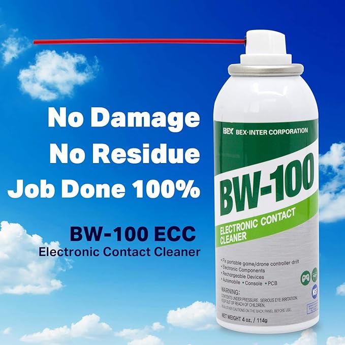 Non-Flammable Electronic Contact Cleaner Aerosol Spray - Safely Cleans Joysticks, Computers, PCB and More - Removes dust, Dirt and contaminants on Contact-Quick Dry | 4oz/114g | Pack of 3