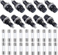 BOJACK 10 Values 30 Pcs 5X20mm Black Screw Cap Fuse Holder 250 VAC 10 A 125 VAC 15 A with 10A/15A Fast Blow Glass Fuse kit