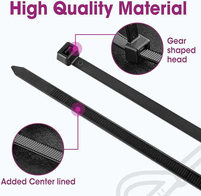 100 PCS Zip Ties 24 Inch Heavy Duty, Large Cable Ties 500lbs Tensile Strength, Black Zip Ties for Indoor and Outdoor Use, UV Resistant Wire Ties