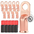 AIRIC 10 PCS UL Listed 8 AWG - 5/16" Battery Cable Lugs, Heat Shrink Ring Terminals End, Copper Cable Ends, Wiring Connector Terminal, Electrical Crimp Connectors, Wire Lug for 8 Gauge Wires