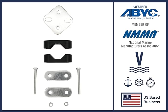 Vinland Marine Nylon Boat Rail Mount Brackets Fit 7/8" ~ 1" Tube Stainless Steel Mount Plate, Boat Navigation Accessories, Pontoon Rail Mount, Boat tubing Accessories, Boat Grill mounting Cleat