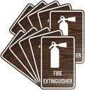 Signs ByLITA Portrait Round Fire Extinguisher Sign with Adhesive Tape, Mounts On Any Flat Surface (Walnut) - Large (10 Pack)