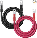 2AWG Battery Cable with 3/8" Terminals, 2 Gauge Pure Copper Inverter & Welding Wire with 3/8 inch Lugs Both Ends, UL, Power Inverter Wire Set for Automotive, Solar, Marine, RV (Red + Black, Each 5FT)