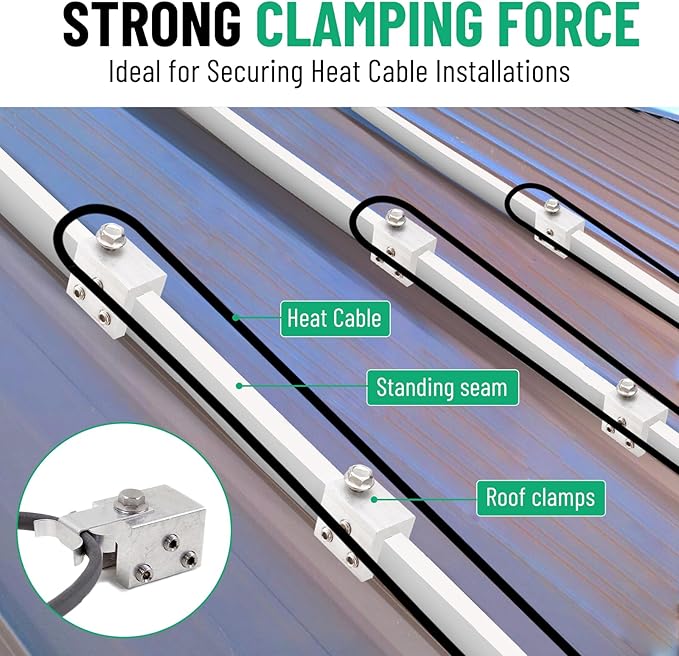 48PCS Standing Seam Roof Clamps, Metal Roof Fixing Clamps, Racking Bracket for Solar Panel Module Installation, Starlink Base, Heat Cable and Snow Guard Attachment