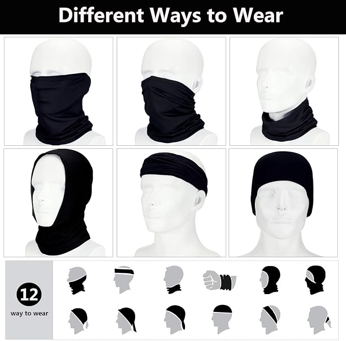 SATINIOR 12 Pcs Summer UV Protection Neck Gaiters Clothing Neck Scarf Balaclava Face Mask Cover Sunscreen Breathable Bandana for Men Women Outdoor Sports