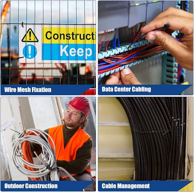 UL Listed Heavy Duty Cable Zip Ties 10 Inch, 200Pcs Industrial Nylon Self Locking Wire Tie Wraps with 50 lbs Tensile Strength, UV & Heat Resistant for Home Office Garage Multiple Use - Black