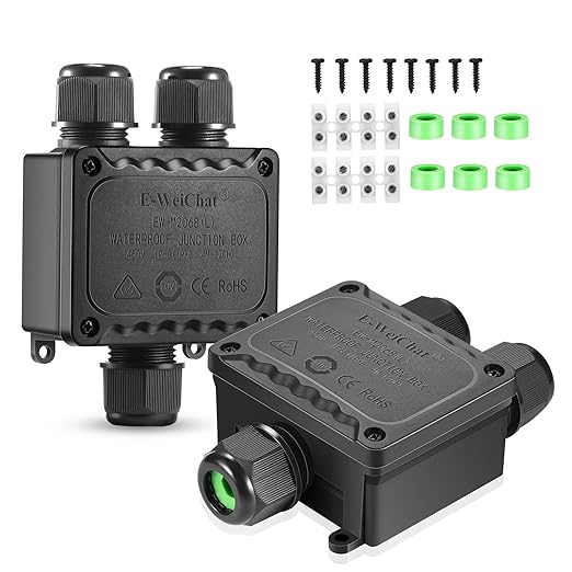 Junction Box - IP68 Waterproof 3 Way Electrical Junction Box M25 Electrical Boxes Project Enclosure Underground Cable Line Wires Power Cord Connector Protection 2 Pack