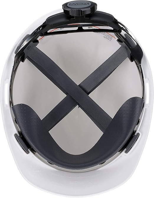MSA 475358 V-Gard Cap Style Safety Hard Hat With Fas-Trac III Ratchet Suspension | Polyethylene Shell, Superior Impact Protection, Self Adjusting Crown-Straps - Standard Size in White
