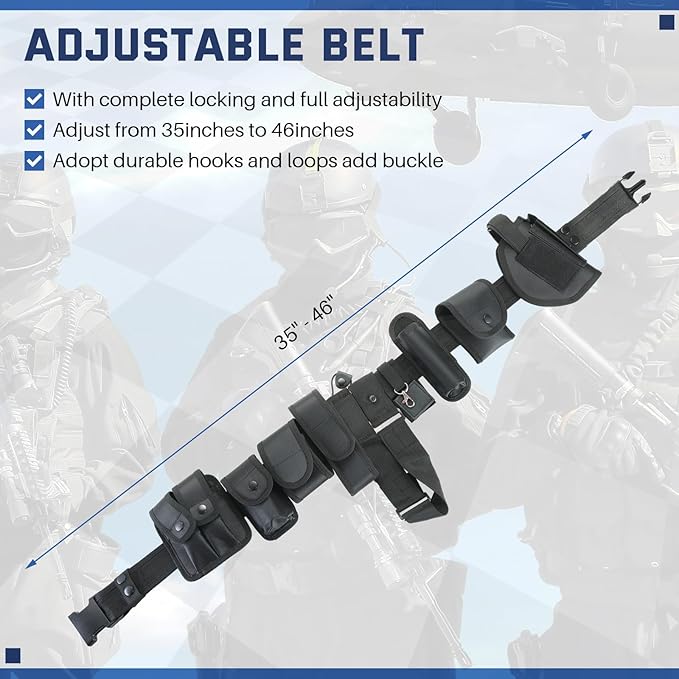 DASBET 10 in 1 Police Tactical Belt Security Guard Belt Multifunctional Tactical Duty Belt Black Tactical Versatile Military Modular Equipment System Molded Duty Belt Set for Law Enforcement