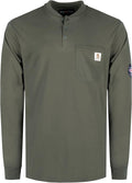 BOCOMAL FR Shirts Henley 7oz Midweight Fire Resistant Clothing NFPA2112 CAT2 Men's Flame Retardant Work Shirt