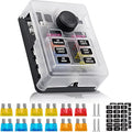 6 Way 12V Fuse Box 12Volt Blade Fuse Block Holder, 6 Circuit W/Negative Bus Waterproof Fuse Box with LED Indicator for 12V/24V Automotive Golf Cart Truck Car Boat Marine RV Van Vehicle