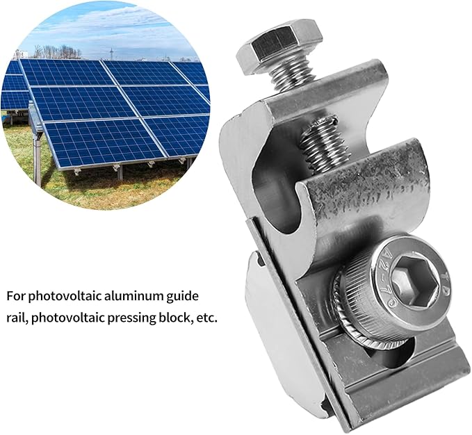 10PCS Solar Panel Mounting Brackets Standing Seam,Aluminum Alloy Grounding Lug, Solar Grounding Clips for Solar Mounting System Panel Brackets Clamps Photovoltaic Support Parts