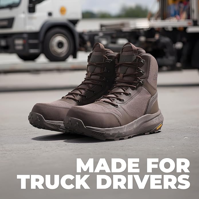 NORTIV 8 Men's Composite Toe Work Boots – 8'' Lightweight ASTM F2412-24 & ASTM F2913-24 Safety Boots with Side Zipper for Construction & Warehouse, Metrostrike-Nano