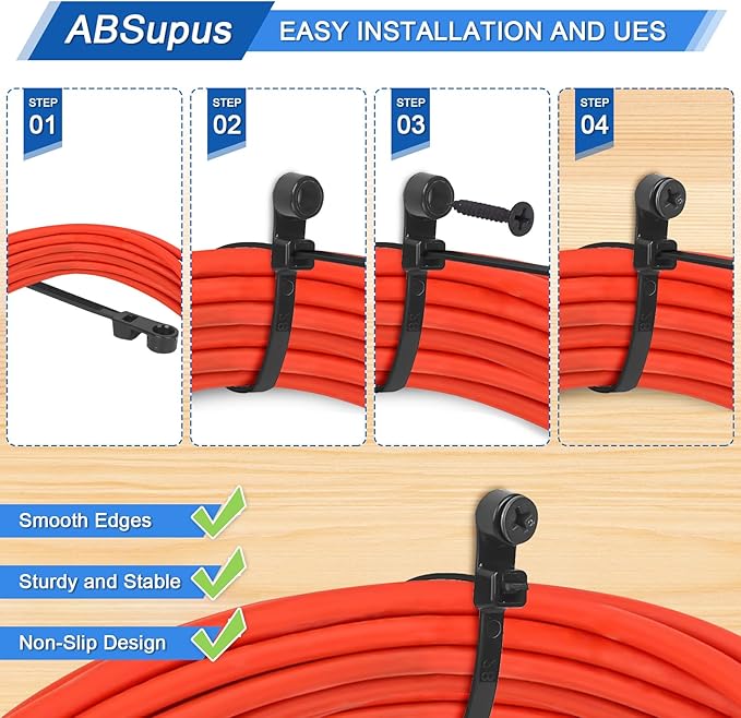 300 Pack Zip Ties with Screw Holes 12” & 10” 90 lbs Mounting Cable Ties, Black & White for Secure Indoor Outdoor Organization, Wire Ties with Screw Hole for Garage, Garden, Cable Management