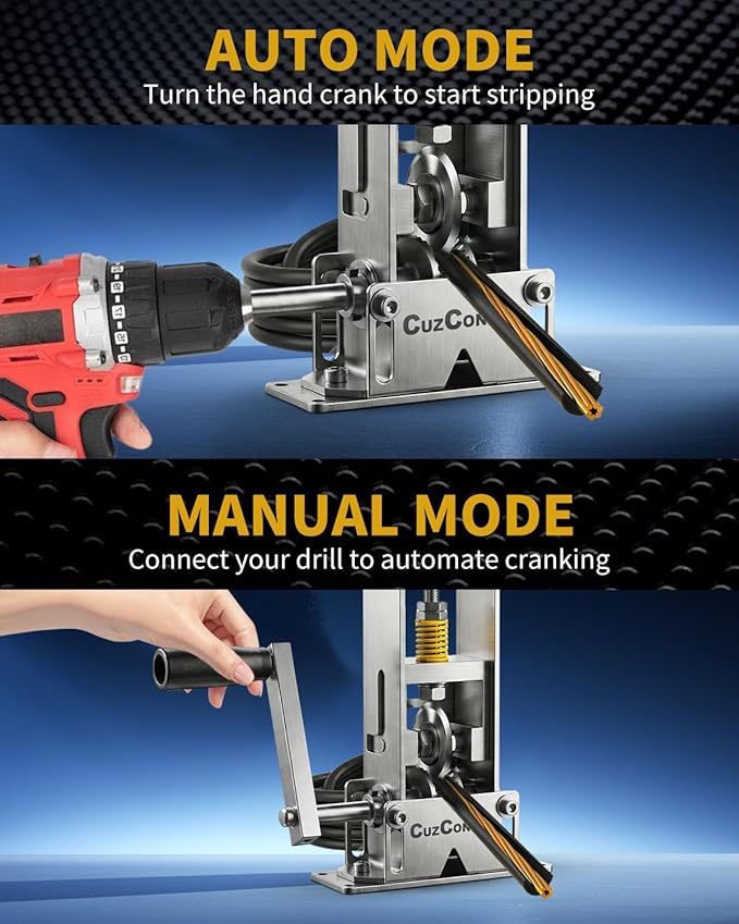 Wire Stripper Machine,0.03-1 Inch Wire Stripping Machine with Hand Crank,Portable Steel Frame Drill Powered Stripping Tool for Scrap Copper Wire Cable Recycling