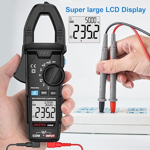 MESTEK Digital Clamp Meter Multimeter, TRMS 6000 Counts 600A Current Amp Volt Meter, Auto-Ranging Voltage Tester Measures AC DC Current Voltage Resistance Capacitance Temperature Diodes Continuity NCV