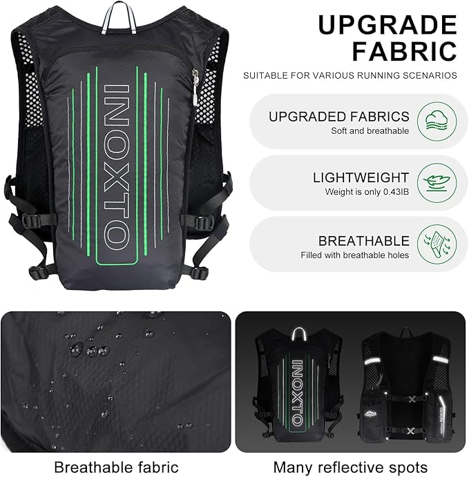 INOXTO Running Hydration Vest Backpack,Lightweight Insulated Pack with 1.5L Water Bladder Bag Daypack for Hiking Trail Running Cycling Race Marathon for Women Men