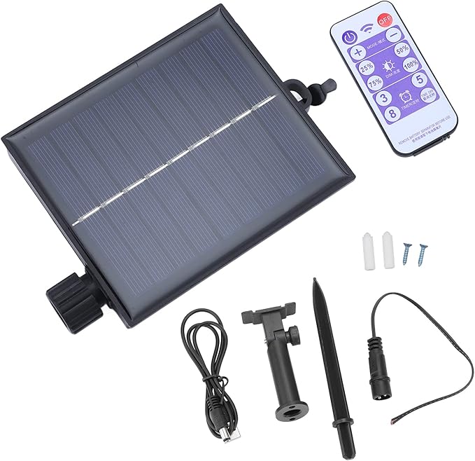 Diydeg Replacement Solar Panel, Automatic Waterproof Adjustable Solar String Light Control Box with Remote Control, Solar Lamp String Circuit Board (Output Flat Pressure 3V)