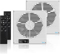 2PCS 8" Room to Room Fan with Remote, 320 CFM Room to Room Air Transfer Fan, 10 Speeds Quiet DC Motor Through Wall Fan & Exhaust Vent for Bedroom, Laundry, Kitchen, Garage, ETL Certified
