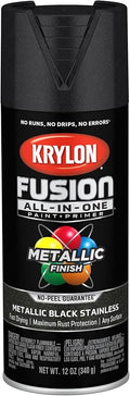 Krylon Fusion All-In-One Adhesive Spray Paint for Indoor/Outdoor Use, 12 oz, Black Stainless