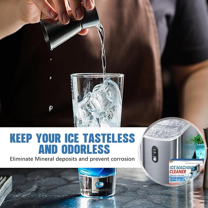 Ice Machine Cleaner Maker Descaler, 12 Ice Maker Cleaner Tablets, Remove Hard Water Mineral Buildup Clean Tablets Ice Makers, Nickel Safe Scale Remover for All Ice Machines