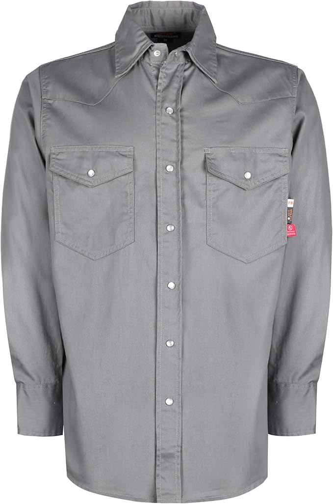 KONRECO FR Shirts for Men 6.5oz Lightweight Work Uniform Flame Resistant Welding Shirt/Water & Stain Repellent