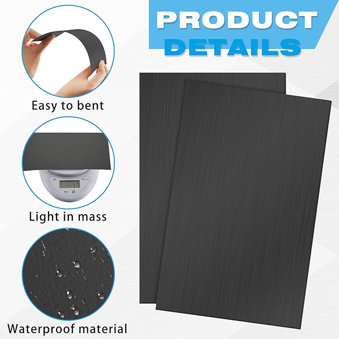 Therwen 40 Pcs 5 x 7 Inch Flashing Aluminum Sheet Roof Flashing Metal Roof for Shed Weatherproofing Areas Around Chimneys or Skylights (Black)